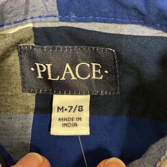NWT children’s place blue black checked button down medium 7/8 - Picture 6 of 8